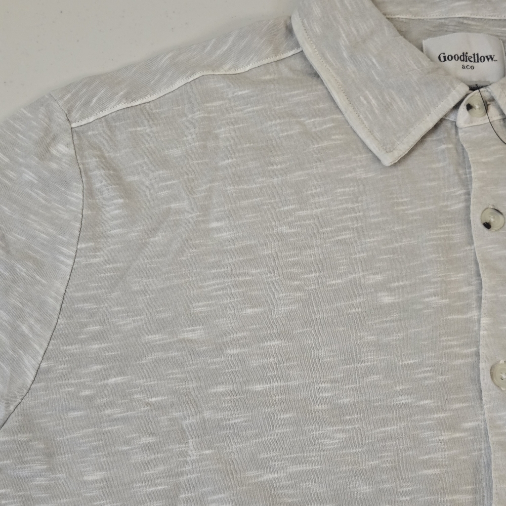 NWT Goodfellow Light Gray Short Sleeve Button Down Shirt Stone - Picture 4 of 10